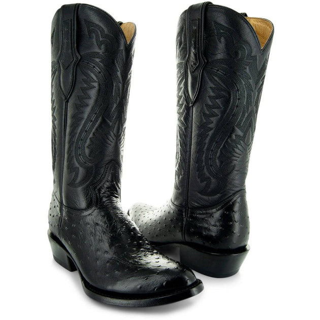 Men’s Cognac Ostrich Leather Boots with Black Shaft 10.5