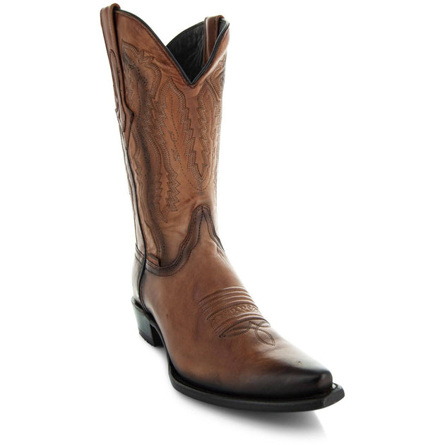Soto Boots Mens Classic West Tan Broad Square Toe Cowboy Boots, Genuine  Leather Men's Cowboy Boots, Tan Western Boots For Men H50056 : 