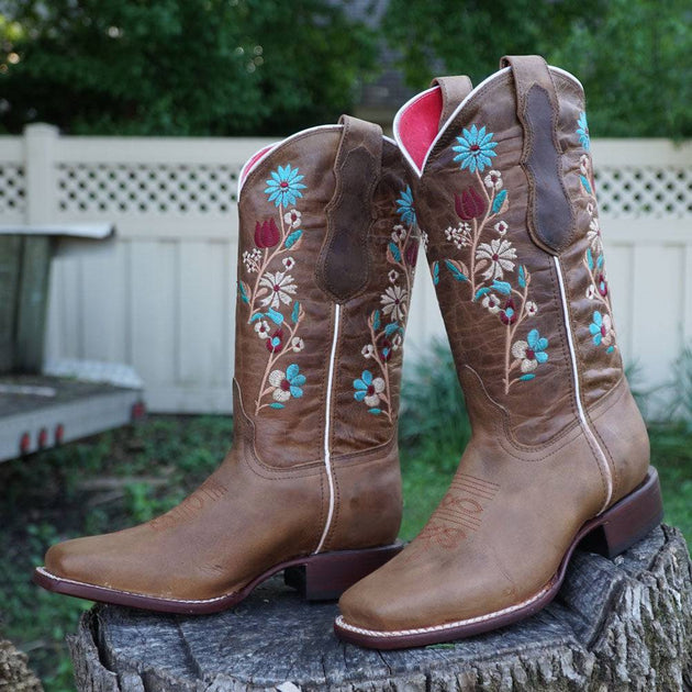 Women's Embroidered Square Toe Cowgirl Boots Z5009 — Boyers BootnShoe