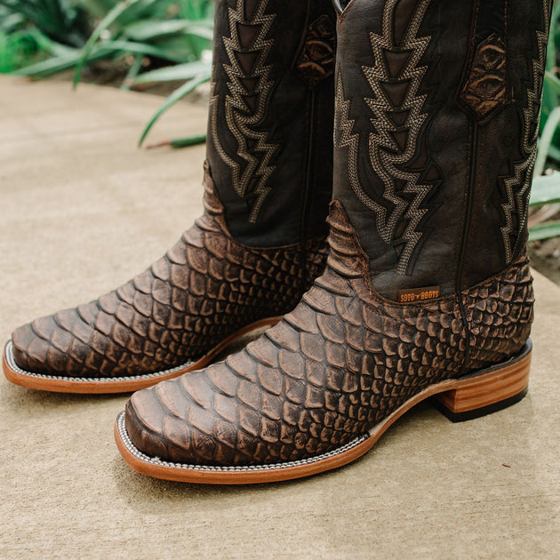 Soto Boots Mens Brown Python Print Boots H50032 | Soto Boots