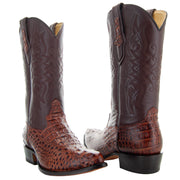 Soto Boots Men's Gator Tail Print Cowboy Boots Cognac (H7006)