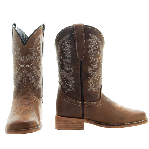 Brown Square Toe Kids Western Boots | Kids Western Dance Boots (K3004)