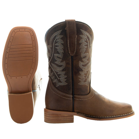 Brown Square Toe Kids Western Boots | Kids Western Dance Boots (K3004)