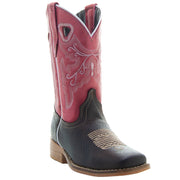 Little Girls' Pink Square Toe Cowgirl Boots | Crocodile Romp (K3005)