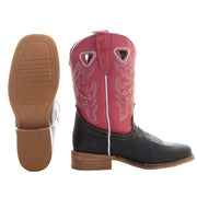 Little Girls' Pink Square Toe Cowgirl Boots | Crocodile Romp (K3005)