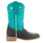 Little Girls' Turquoise Square Toe Cowgirl Boots | Crocodile Romp (K3005)