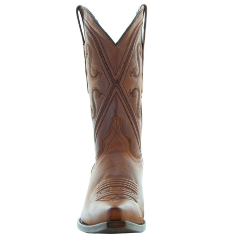 Cheyenne Cowgirl Boots | Women's Snipped Toe Tan Leather Boots (M50041)