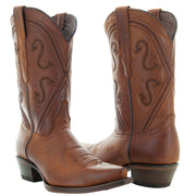 Cheyenne Cowgirl Boots | Women's Snipped Toe Tan Leather Boots (M50041)