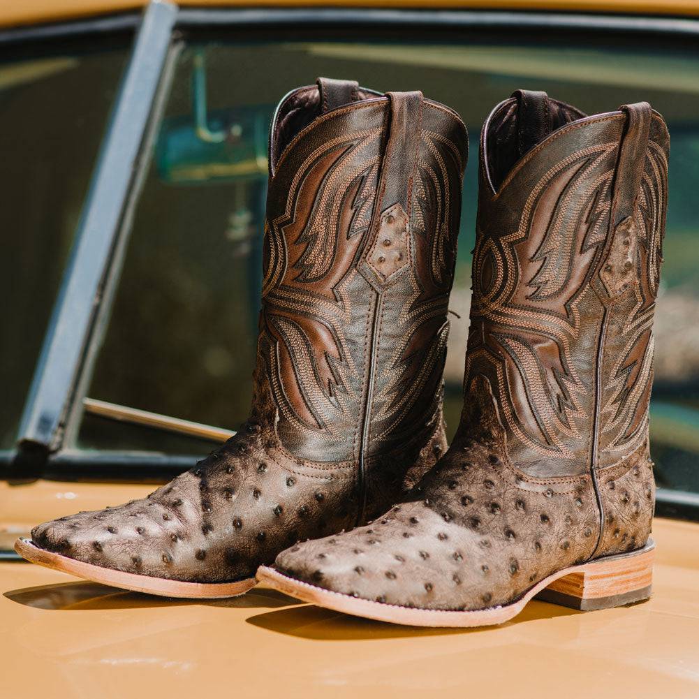 Soto Boots Mens Out of the Wild Brown Ostrich Print Boots H50031 Soto Boots