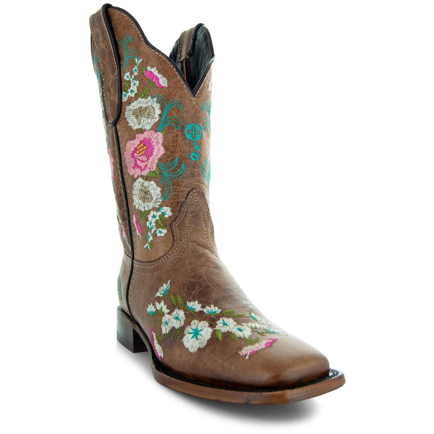 Joe Boots 15-01 Sand Premium Women's Cowboy Embroidered Boots: Square