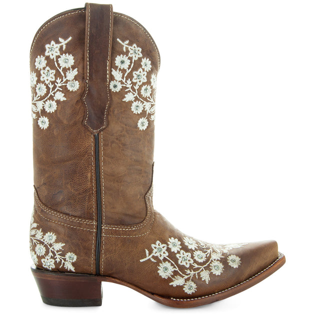 Pèpè floral embroidered ankle boots - Brown